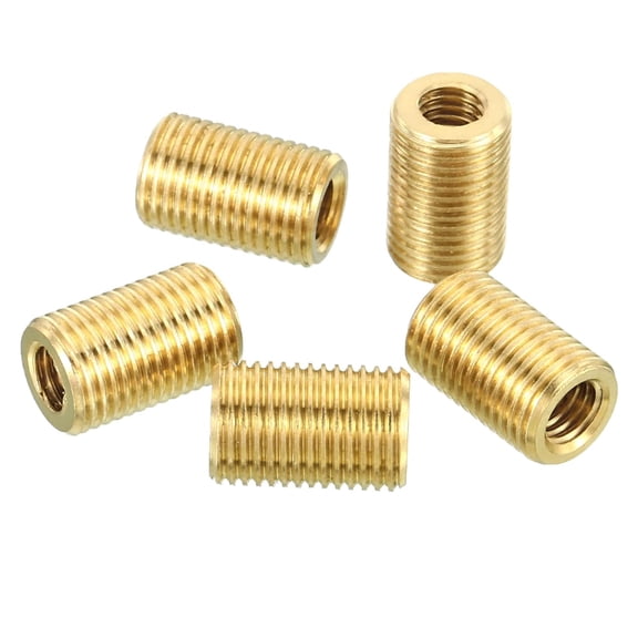 BDKWID-M10 to M6 Fine Thread Adapter Reducer Thread Reducing Nuts Insert, 5 Pack 15mm Threaded Hollow Tube Adapter Brass Coupler Connector Pipe Fitting