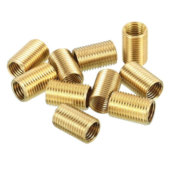 BDKWID-M10 to M8 Fine Thread Adapter Reducer Thread Reducing Nuts Insert, 10 Pack 15mm Threaded Hollow Tube Adapter Brass Coupler Connector Pipe Fitting