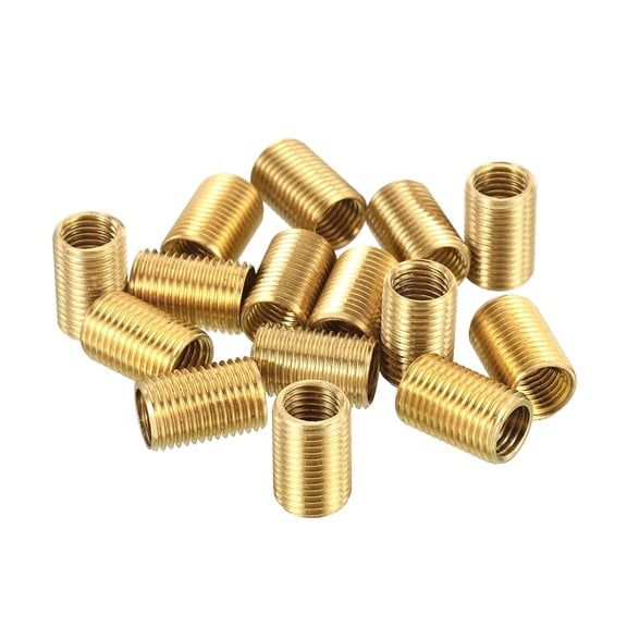 BDKWID-M10 to M8 Fine Thread Adapter Reducer Thread Reducing Nuts Insert, 15 Pack 15mm Threaded Hollow Tube Adapter Brass Coupler Connector Pipe Fitting