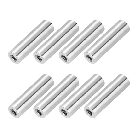 BDKWID-M4x0.7mm Pitch 304 Stainless Steel Round Coupling Nuts, 8 Pcs 30mm / 1.18" Length Metric Coarse Thread Connector Sleeve Rod Bar Stud Fully Threaded Nut Fasteners, Silver Tone