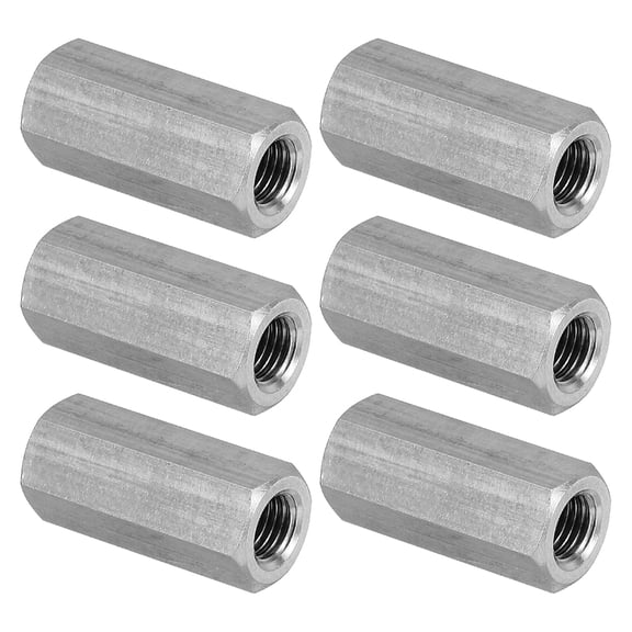 BDKWID-M8 x 1-Pitch 304 Stainless Steel Hex Coupling Nuts, 6Pcs 30mm/ 1.2" Length Fully Threaded Rod Coupling Nut Studding Connector Fasteners, Silver Tone