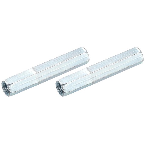 BDKWID-M8x1.25mm Coupling Nuts, 2 Pcs Carbon Steel Galvanized Hex Rod Coupling Nuts Threaded Rod Connectors for Industrial Construction Fasteners, White