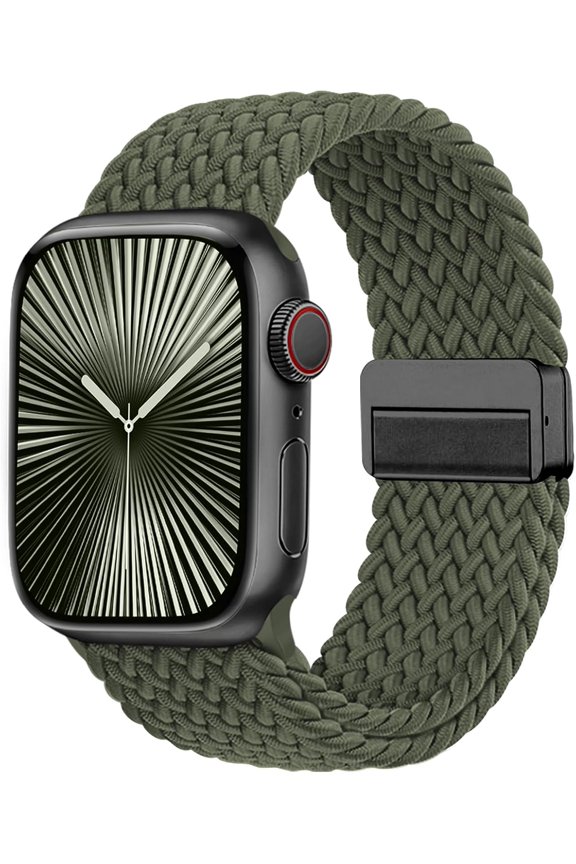 -Magnetic Braided Solo Loop Compatible with Apple Watch Band 38mm 40mm 41mm 42mm 44mm 45mm 46mm 49mm,Stretchy Nylon Sport Strap for iWatch Series 11 10 9 8 7 6 5 4 3 2 1 SE Ultra Ultra 2 Ultra
