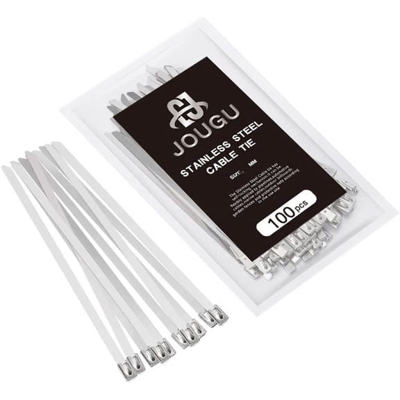 BDKWID-Metal Zip Ties 14 inch 304 Stainless Steel Locking Cable 250LB 350mm 100pcs Heavy Duty Exhaust Wrap Multi Purpose Binding for machinery, vehicles, farms, cables, pipes,Fence