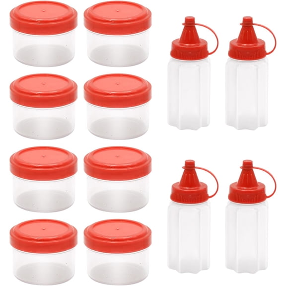 BDKWID-Mini Sauce Squeeze Bottles Plastic Seasoning Box Condiment Dressing Containers Salad Dressing Containers for Outdoor Barbecue Camping Red