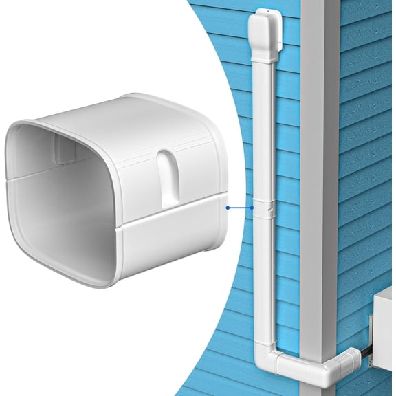 BDKWID-Mini-Split Line Set Cover Parts: 3" Coupling Coupler Line Hide Accessories for Mini Split AC HVAC Central AC Heating System 9000 12000 18000 24000 BTU PP Pipe Cover Indoor & Outdoor