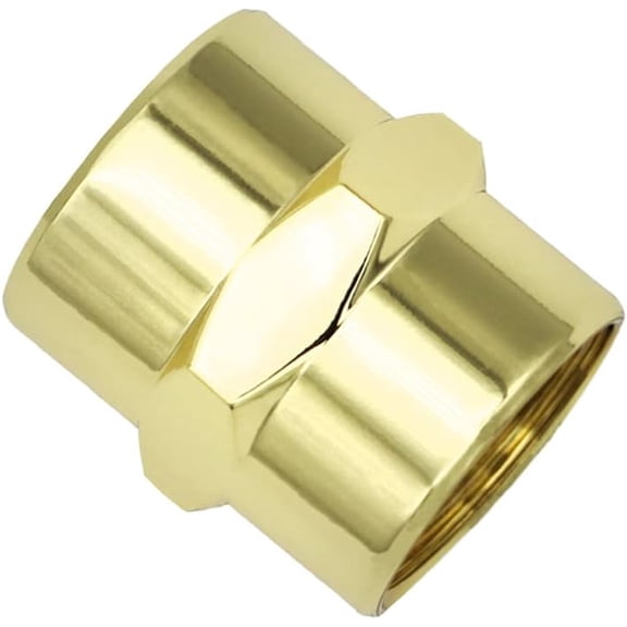 BDKWID-Naiture Brass 1/2 NPT Thread Female to Female Shower Adapter, Pipe Fitting Coupling, Polished Brass Finish
