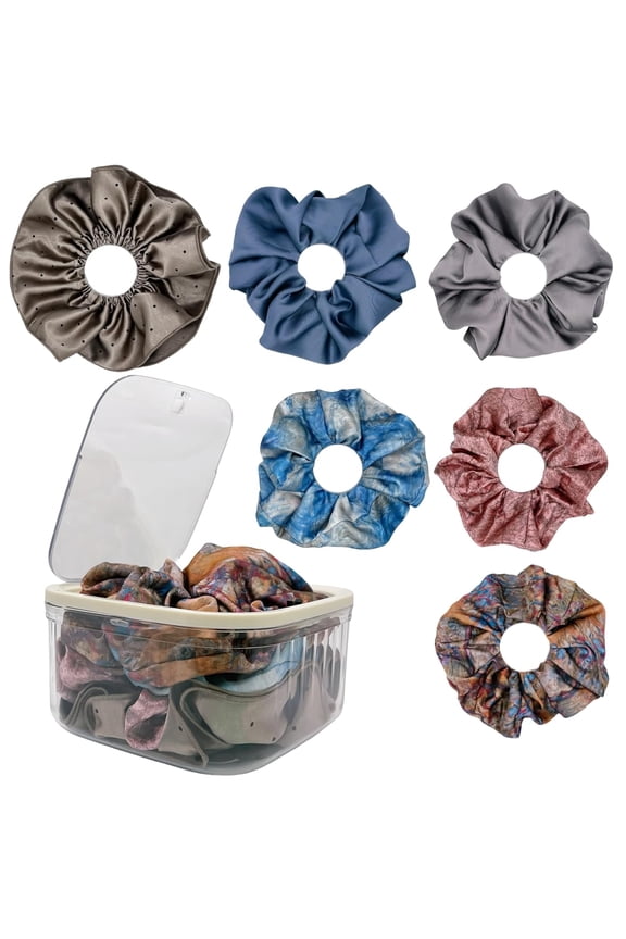 -No-Damage Satin Velvet Scrunchies for Women 6Pcs, Oversized Non-Slip Hair Bands with Luxury Gift Box, Gentle for Sleeping/Thick/Curly/Fine Hair