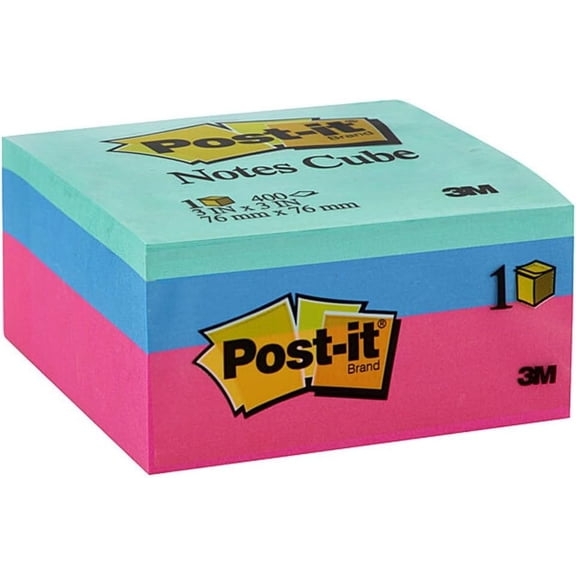 BDKWID-Notes, 3 in x 3 in, 1 Cube, America's #1 Favorite Sticky Notes, Pink Wave, Clean Removal, Recyclable (2027-RCR)