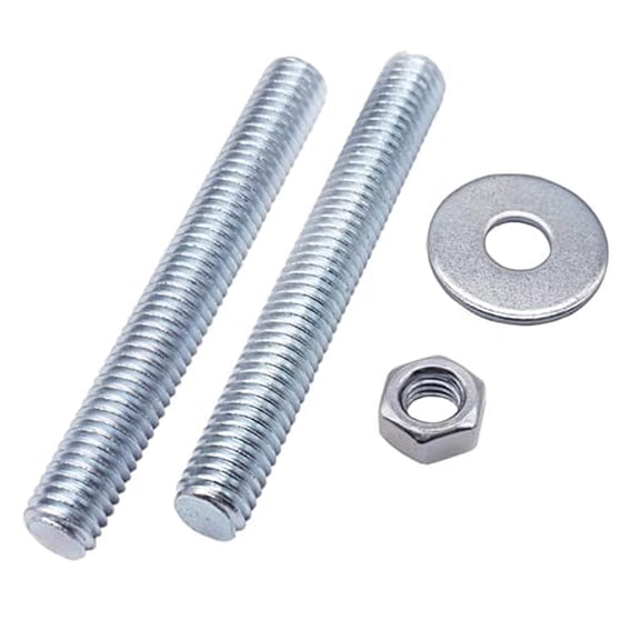BDKWID-(Pack of 10) Zinc Plated Steel Fully Threaded Rods 5/16" x 3-1/8" (M8 x 80 mm) with Hex Nuts and Washers, Screw Rods for Wood and Metal Assembly