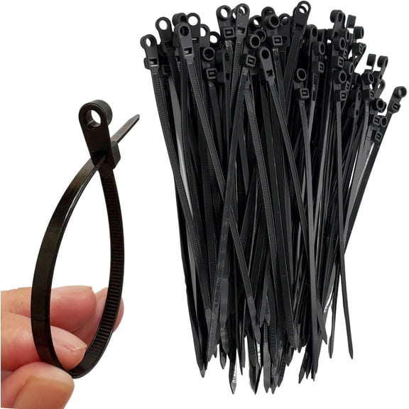 BDKWID-Plastic Cable Ties with Screw Holes (100 Pack) 8 Inch Mount Head Electrical Zip Ties 40 LBS-Black