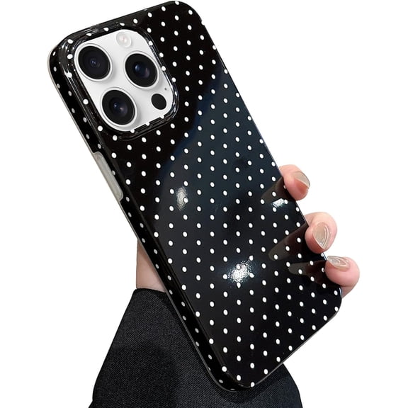 BDKWID-Polka Dot Phone Cases for iPhone 15 Pro Case Cute Aesthetic Women Trendy Fashion Soft Silicone Shockproof Protective Slim Cover for iPhone 15 Pro Black White