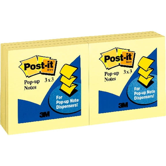 BDKWID-Pop-up Notes 3x3 in, 6 Pads, America'ss #1 Favorite Sticky Notes, Canary Yellow, Clean Removal, Recyclable (R330-YW6PK)