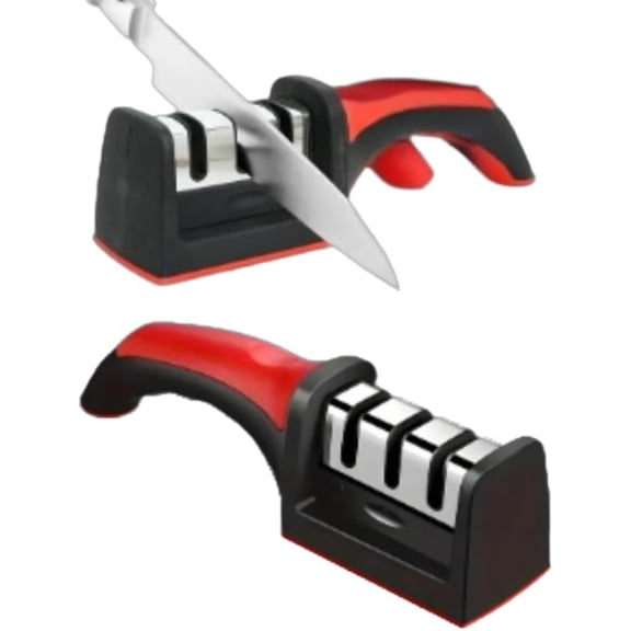 BDKWID-Professional Knife Sharpener 3-in-1 Kitchen Tool - Fast Blade Sharpening System with Ceramic & Steel Stages, Scissors Slot, Non-Slip Base - Restores Sharp Edge in Seconds