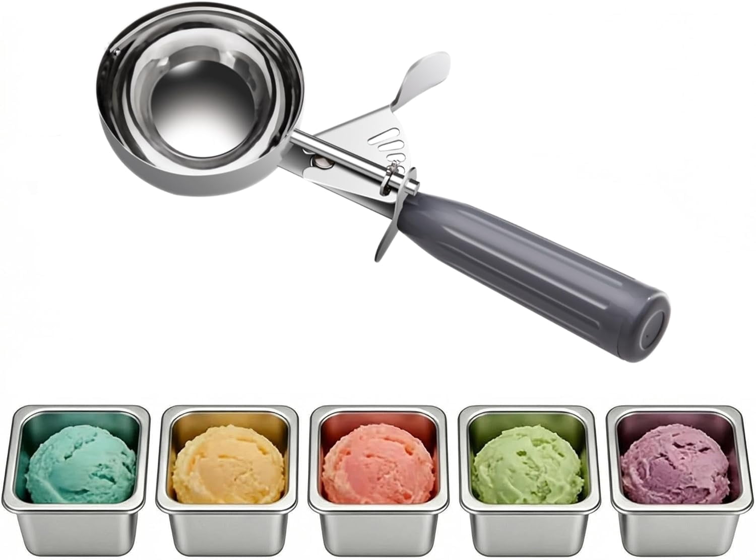 BDKWID-QUAL COOK Heavy Duty Stainless Steel Ice Cream Scoop 4 oz ...