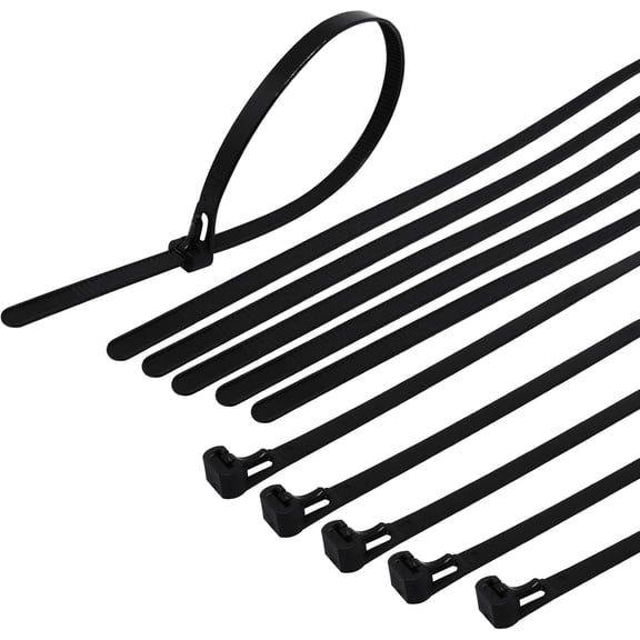 BDKWID-Reusable Zip Ties 12 Inch, 100 Pack Black Cable Ties Reusable UV Resistant, Heavy Duty Zipties Nylon Wire Ties Removable for Cord Management