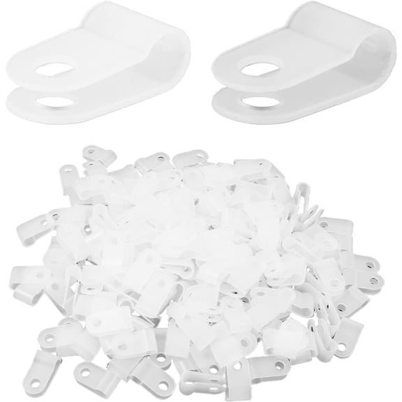 BDKWID-Rope Light Clips with Stainless Steel Screws,Nylon Screw Mounting Cord Fastener Clips for 1/5 Inch Diameter Wire Management,White,200Pcs