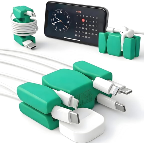 BDKWID-Silicone + Steel Weighted Cord Holder for Nightstand, Travel Cord Management, iPhone Accessory, Easter Basket Stuffers for College Students, Adults, Men. Mint Green