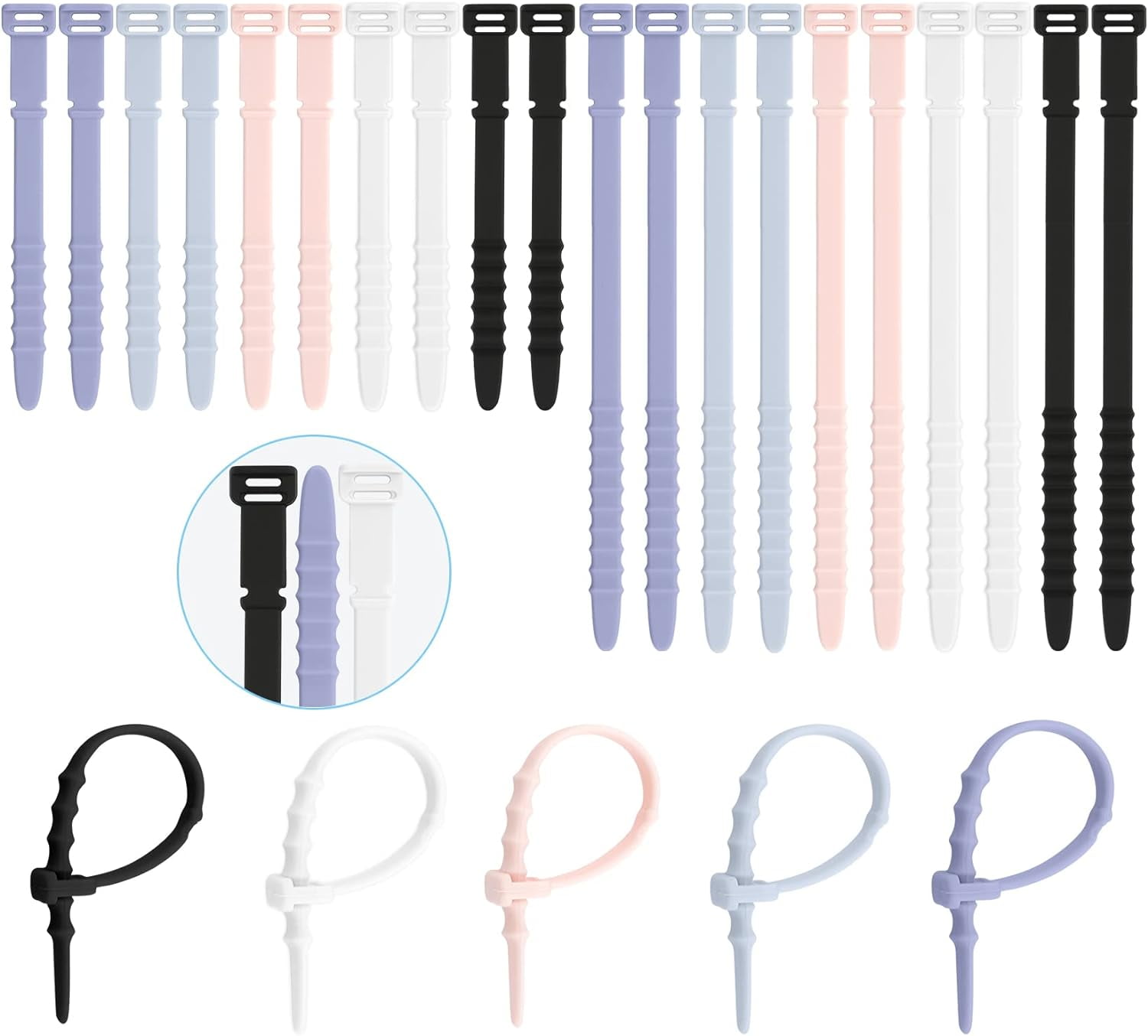 BDKWID-Silicone Zip Ties, Reusable Zip Ties, Rubber Cable Ties for ...
