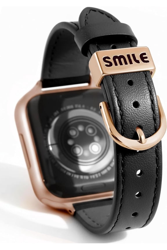 -Slim Leather Band Compatible with Apple Watch Bands Women 38mm 40mm 41mm 42mm(S11/10) 44mm 45mm 46mm 49mm Genuine Leather Strap with Metal Loop for iWatch Series 11/10/9/8/7/6/5/4/3/2/1 SE