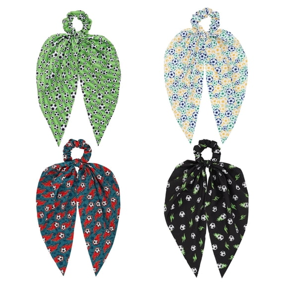 BDKWID-Soccer Hair Scrunchies for Women Hair Scarf Elastic Hair Ties with Ribbon Bow
