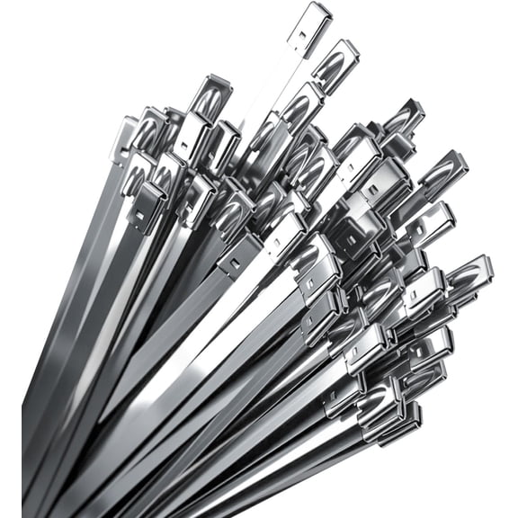 BDKWID-Stainless Steel Zip Ties 100PCS 11.8 Inch Heavy Duty Metal Self Locking Cable Ties for Chain Link Fence, Exhaust Wrap, Thermal Insulation, Outdoor, Industrial Use