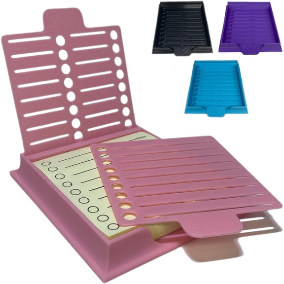 BDKWID-Sticky Note Stencil Compatible with Post It Notes, 3x3 Sticky Pads Base with 2 Stencils Included, Memo Pad Organizer with Circular Box and Line Drawing Template for Office and Home (Pink)