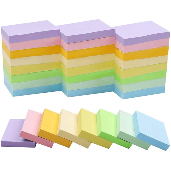 BDKWID-Sticky Notes 1.5x2 Inches, Light Colors Self-Stick Pads, 24 Pack, 75 Sheets/Pad
