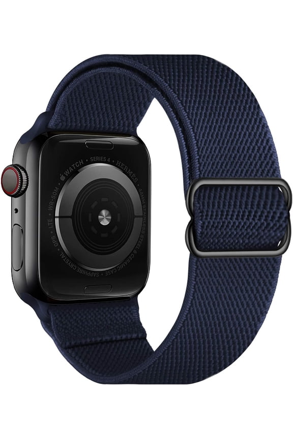 -Stretch Solo Loop Band Compatible with Apple Watch Series 11/10/9/8/7/6/5/4 SE 3/2/1 42mm 41mm 40mm 38mm, Adjustable Elastic Nylon Braided Sport Strap for iWatch Women Men, Midnight Blue