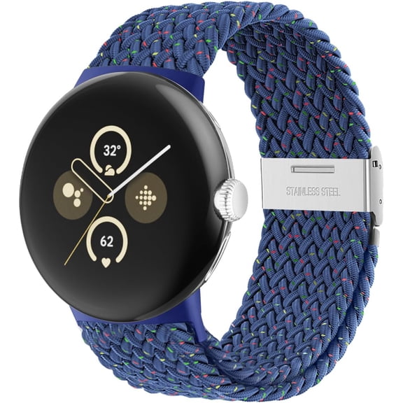 BDKWID-Stretchy Braided Bands Compatible with Google Pixel Watch 4 3 41mm/Pixel Watch 2 Band/Google Pixel Watch Band - Upgraded Connector - Elastic Nylon Breathable Sport Straps for Women Men