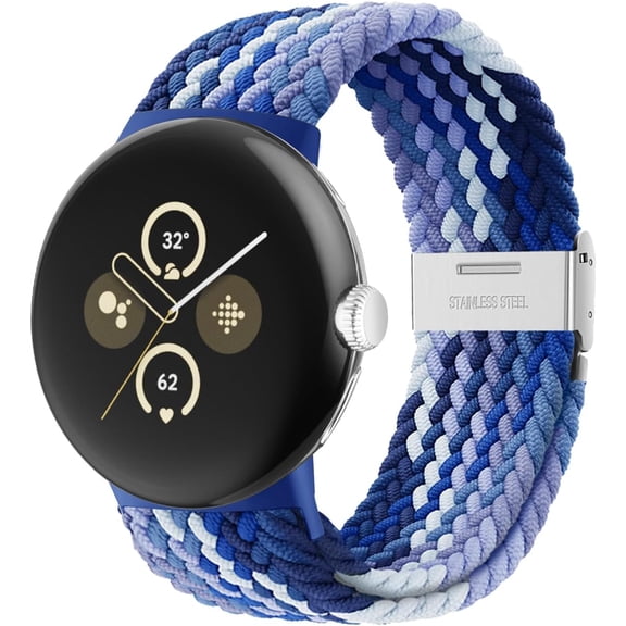 BDKWID-Stretchy Braided Bands Compatible with Google Pixel Watch 4 3 41mm/Pixel Watch 2 Band/Google Pixel Watch Band - Upgraded Connector - Elastic Nylon Breathable Sport Straps for Women Men