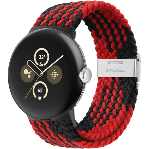 BDKWID-Stretchy Braided Bands Compatible with Google Pixel Watch 4 3 41mm/Pixel Watch 2 Band/Google Pixel Watch Band - Upgraded Connector - Elastic Nylon Breathable Sport Straps for Women Men
