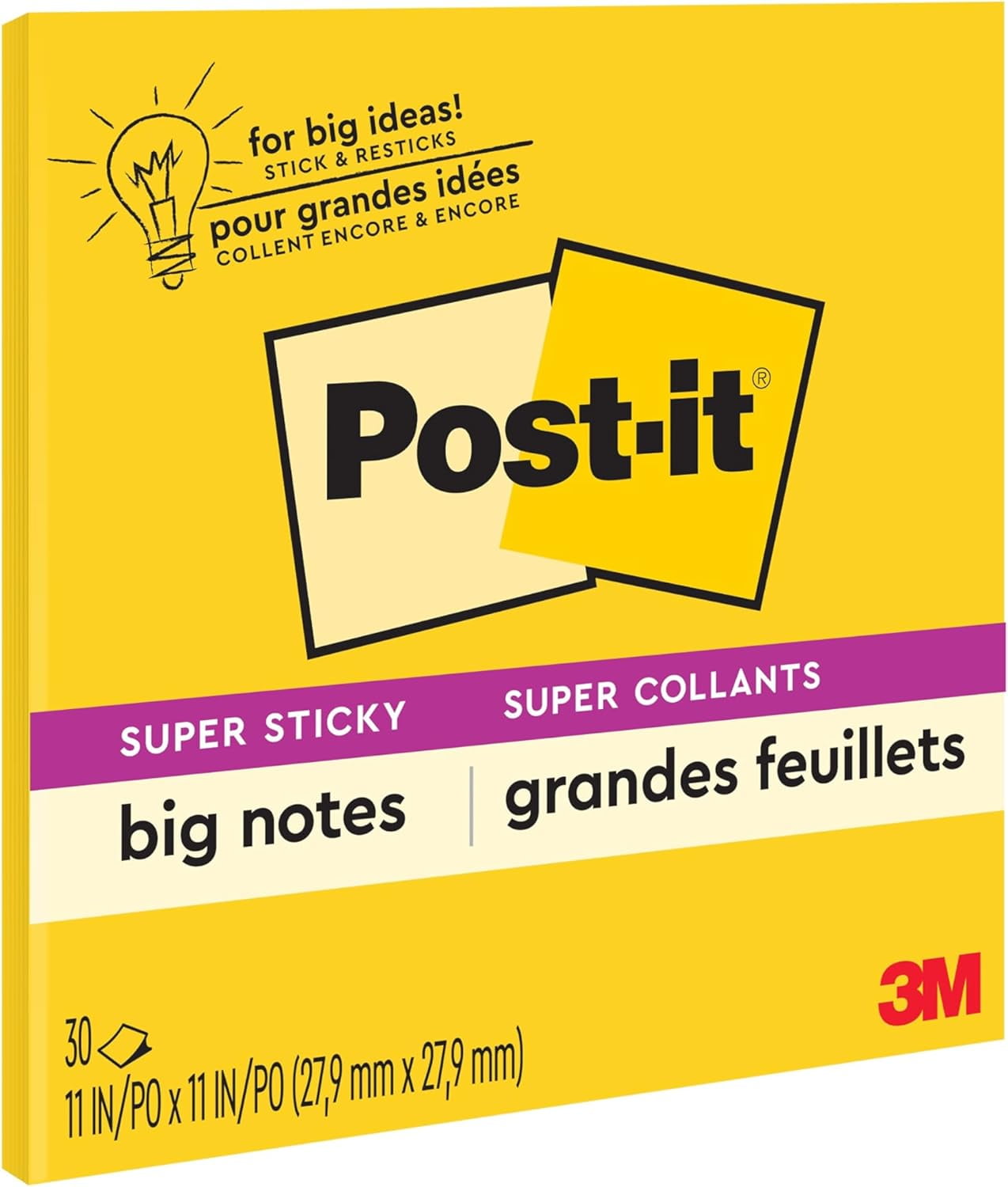 BDKWID-Super Sticky Big Notes, 11 in. x 11 in., Extra Large Sticky ...