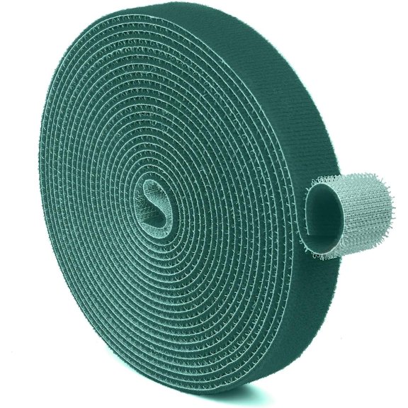 BDKWID-TNP Hook and Loop Tape Strap Cable Ties Fastener (Green) (15 Feet) - Sticky Self Adhesive Nylon Fabric Roll Wrap 0.75" Wide 5 Yards Reusable for Cutting Custom Length Cord Wire Fastening