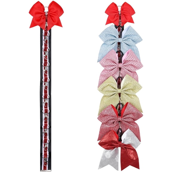 BDKWID-Teen Girls Cheer Bow Holder for Cheerleading Backpack Bag, Sports Cheerleading Bow Storage Hanging Chain, Red (10 Clasp)