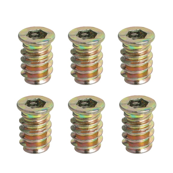 BDKWID-Threaded Inserts Nut Threaded Fastener Connector Hex Drive Threaded for Wood Furniture Male Female Thread, 1/4-20 x 17mm, 20Pcs