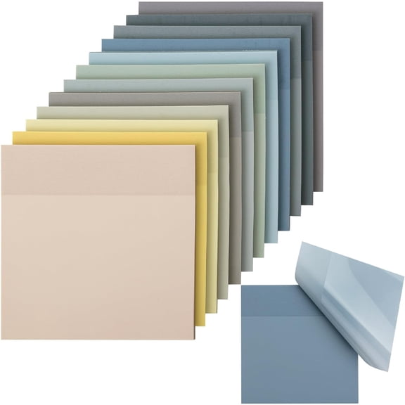 BDKWID-- Transparent Sticky Notes, 3x3, Neutral Tones, 12 Pads, 600 Sheets, Bible Journaling Sticky Notes, See Through Sticky Notes, Translucent Sticky Notes