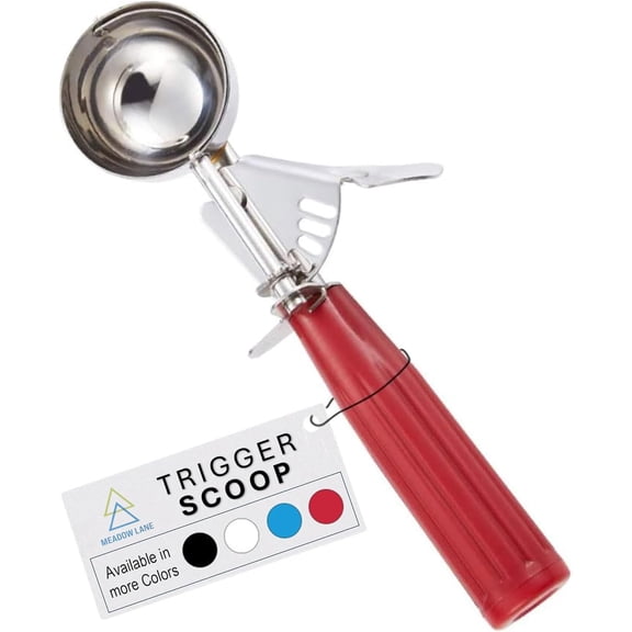 BDKWID-Trigger Scoop - #24 Size (2-in Diameter) 2.7 Tbsp Capacity, Stainless Steel, Portion Control, Ice-cream & Cookie Dough Scoop, Red