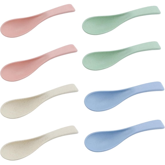 BDKWID-Wheat Straw Spoons Unbreakable Dinner Spoons Reusable Asian Soup Spoons Portable Lightweight Cereal Spoons 6 Inches Colourful Unbreakable Meal Spoon for Kid and Adult, Microwave Dishwasher Saf