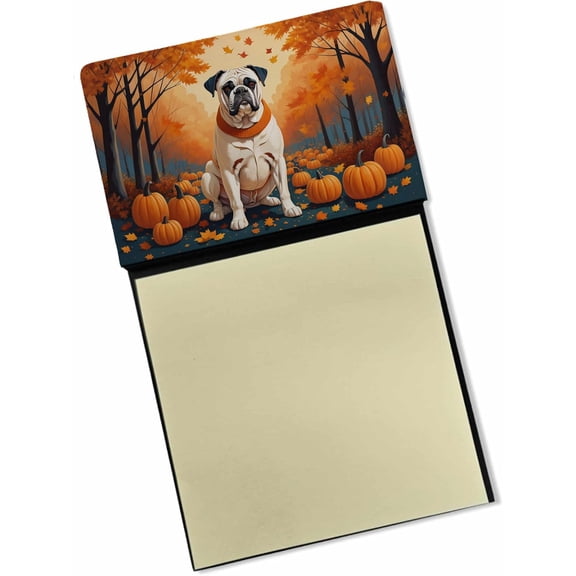 BDKWID-White Boxer Fall Sticky Note Holder Refillable Dispenser Self-Sticky Note Pads, Memo Pads Blank Desk Accessories