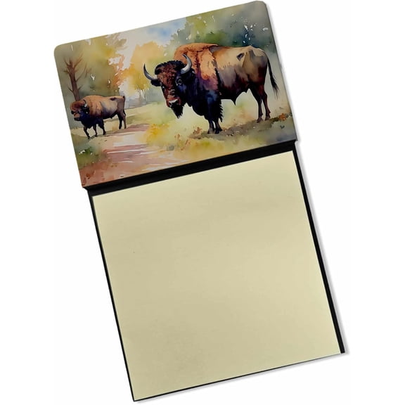 BDKWID-Wood Bison Sticky Note Holder Refillable Dispenser Self-Sticky Note Pads, Memo Pads Blank Desk Accessories