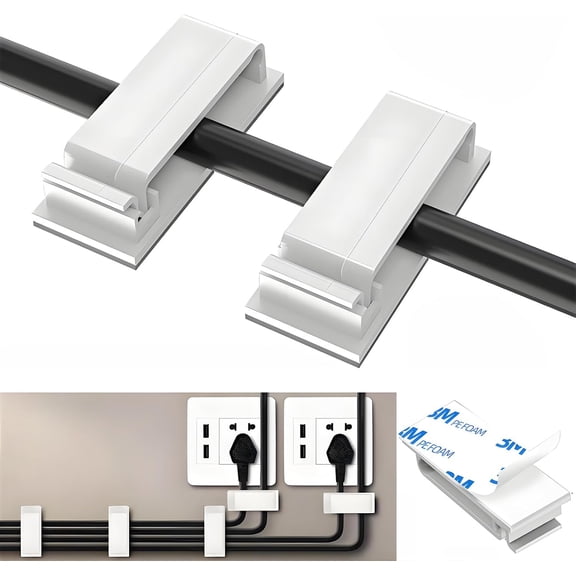 BDKWID-for Desk Under Table Wire Management Adhesive Cable Clips 29Pcs(White).Used for Computer pc,tv,ethernet Wires Cable Management on Large Cable Hooks Organizer Clips
