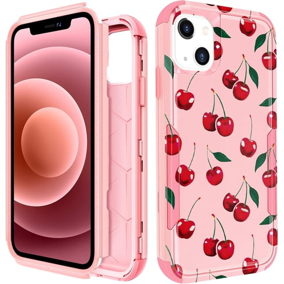 BDKWID-for iPhone 13 Mini/12 Mini Case - Cute Girly Girls Women Phone Cover Aesthetic Unique Design Teen Cherry Heavy Protective Shockproof Military Grade Funda for Apple 12 Mini/13 Mini
