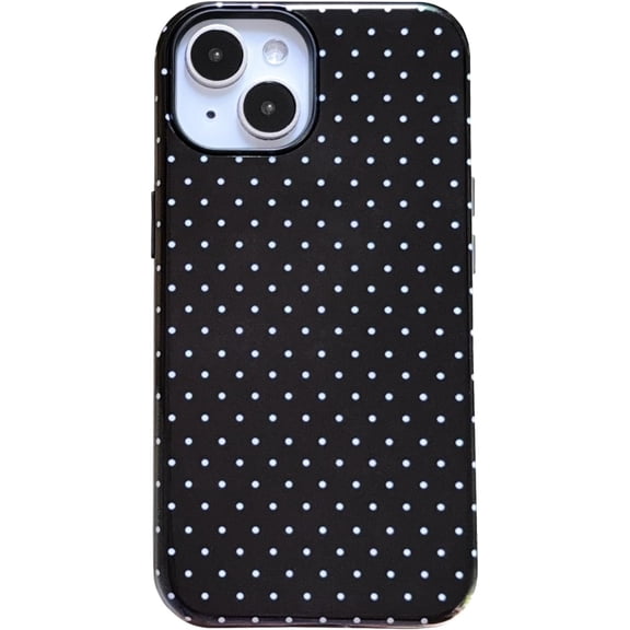BDKWID-for iPhone 15 Case Polka Dots Cute Trendy Aesthetics Simple Design Protection Phone Case for iPhone 15-Black