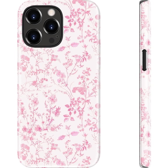 BDKWID-for iPhone 15 Pro Case - Wireless Charging Compatible - Dual-Layer Hard Shell & Silicone Cover - Protective Phone Case with Trendy Cute Designs for Women - Dainty Pink Blossom
