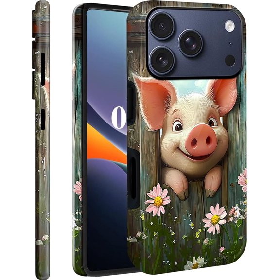 BDKWID-for iPhone 17 Pro Max Case, Dual Layer Hard PC + Soft TPU Heavy Duty 2 in 1 Shockproof Protective Phone Case for iPhone 17 Pro Max 6.9"(2025) - Cute Pig