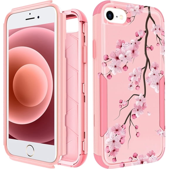 BDKWID-for iPhone SE Case 2020/2022/3rd Generation, for iPhone 8/7 Case, Heavy Duty Protective Blossom Cute Phone Cover for Women Men Girls Boys Hard Cases for iPhone 7/8/SE