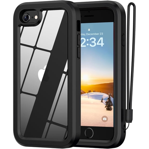 BDKWID-for iPhone SE Case 2022/2020,iPhone 8/7/6S/6 Case,Hard PC+Soft Silicone 3in1 Heavy Duty Military Grade Shock Resistant Cover 4.7 Inch Supports Wireless Charging.(Black)