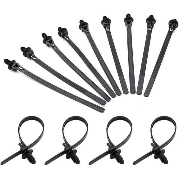 BDKWID-push mount zip ties Nylon,auto zip ties push mount Threaded head cable tie for Wire Tying Black 30pcs