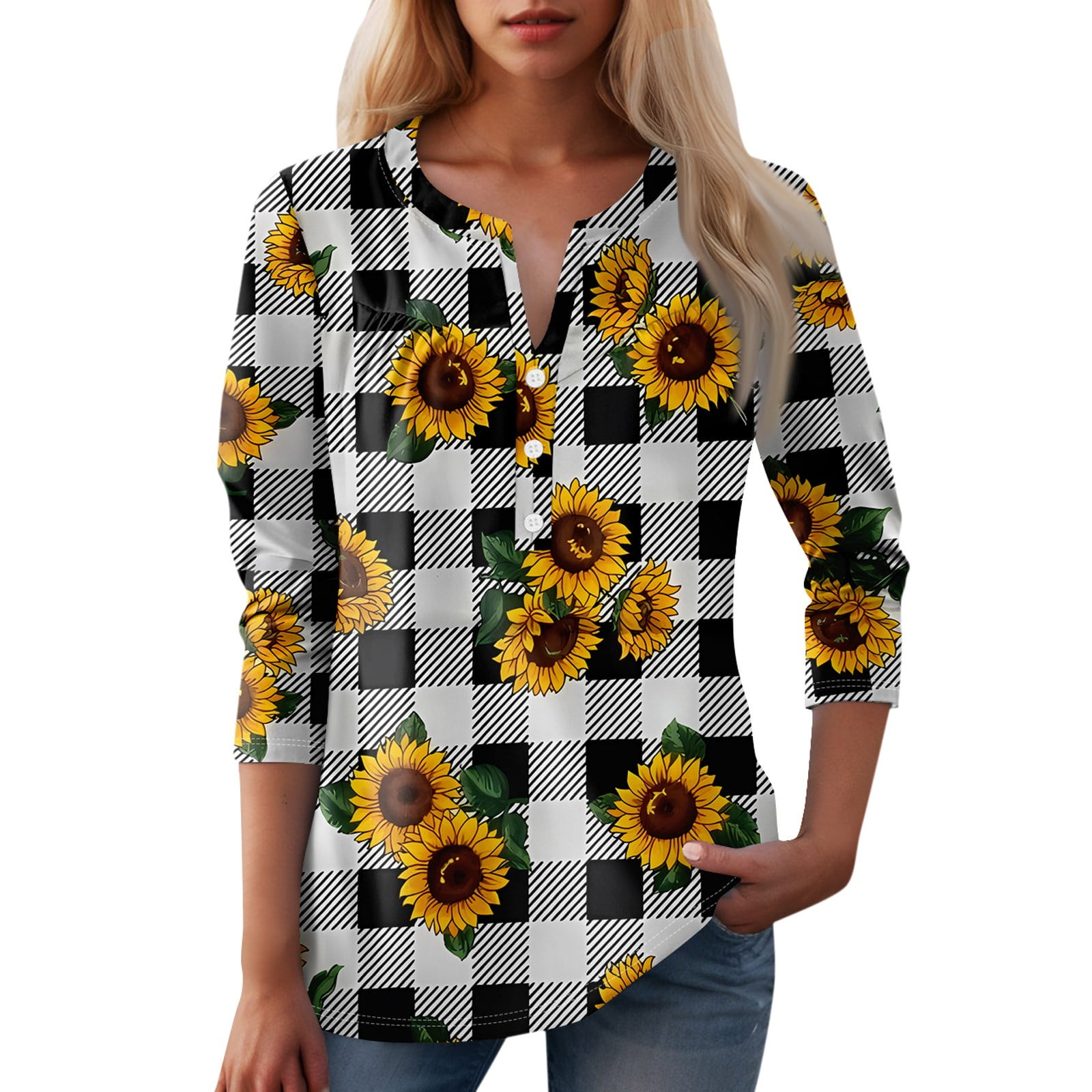 3/4 Sleeve Button Up Shirt main image 0
